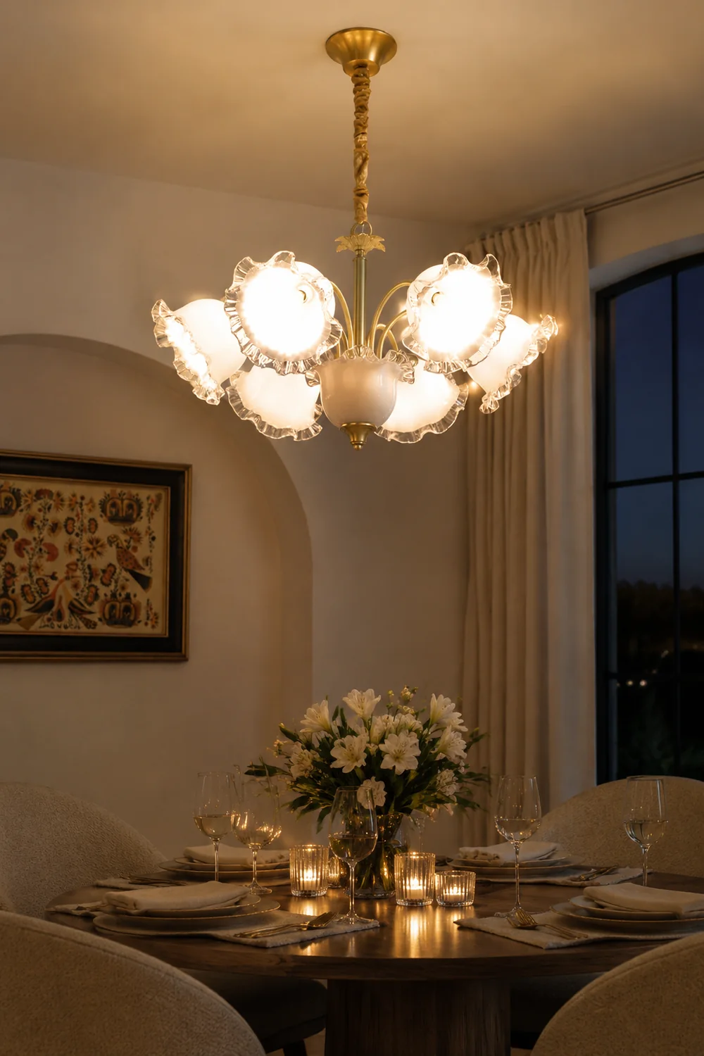 Large Flower Shape Copper Ceiling Chandelier - Lumpaz