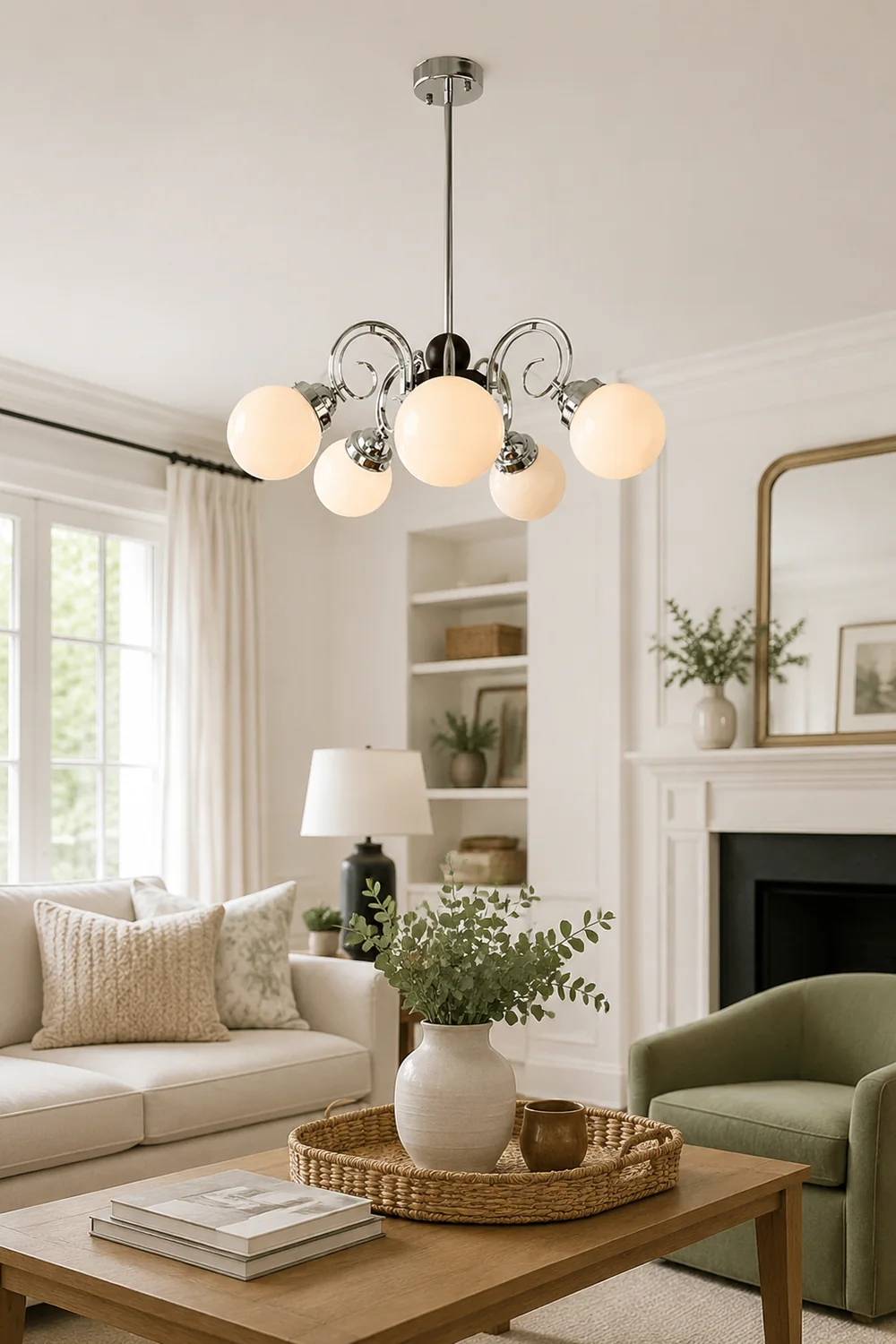 Vintage Kotter Cream Glass Chandelier - Lumpaz