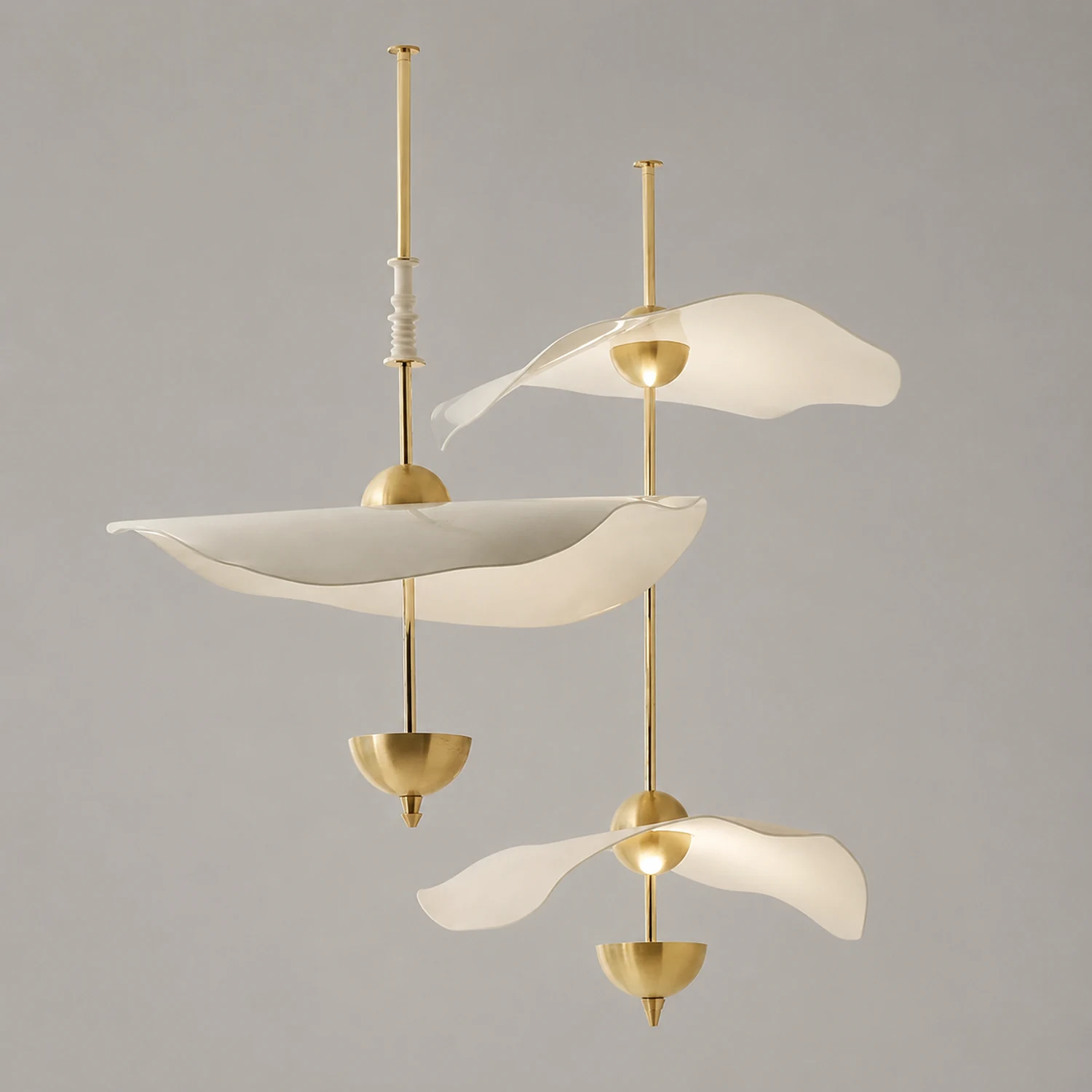 Art Deco Gold Metal Lotus Led Light Fixtures Chandeliers - Lumpaz