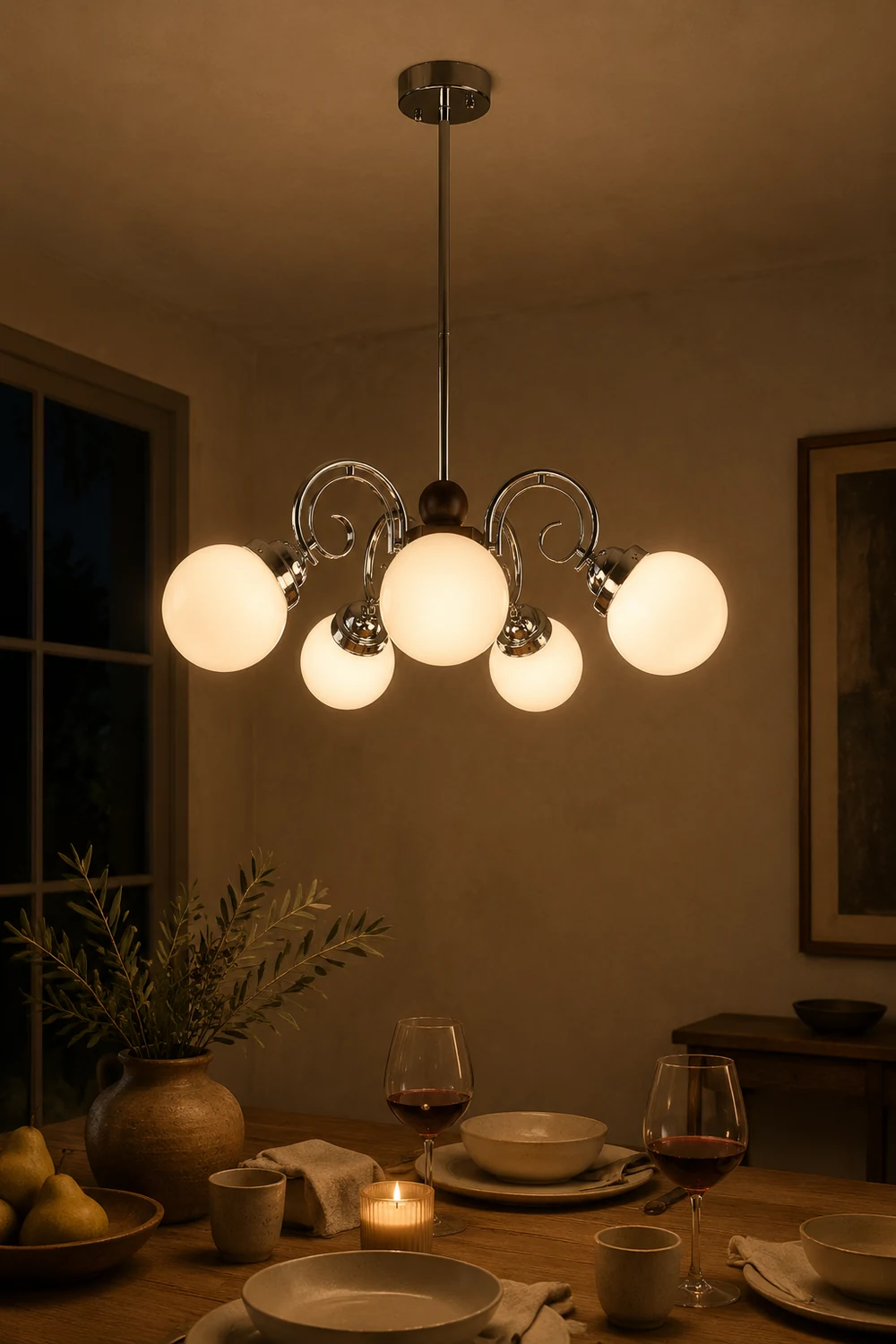 Vintage Kotter Cream Glass Chandelier - Lumpaz