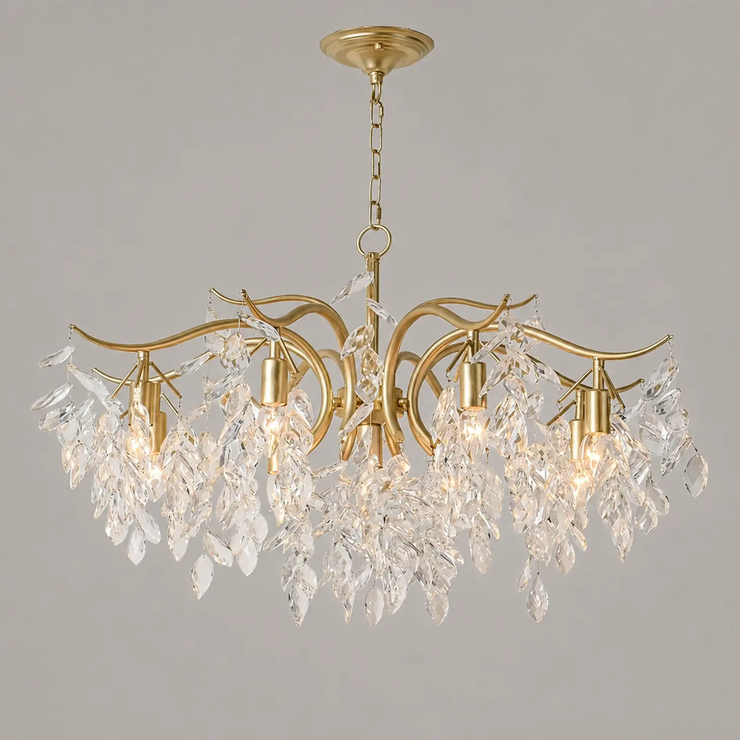 Modern Large Crystal Gold Tiered Dining Room Chandelier - Lumpaz