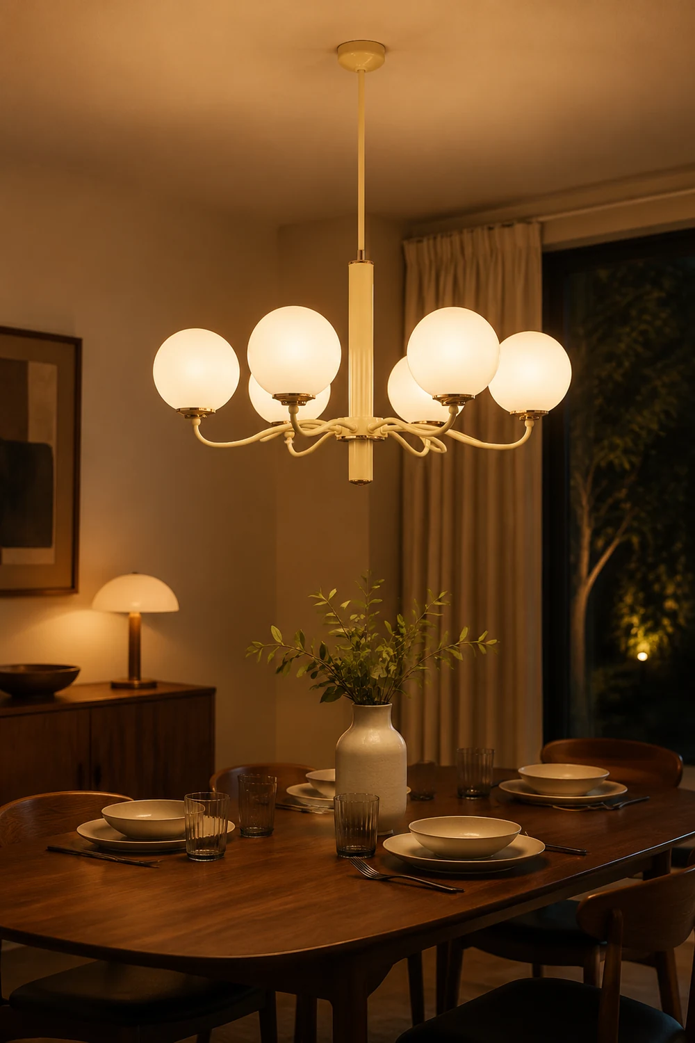 Vinatge White Bubble Globe Chandelier - Lumpaz