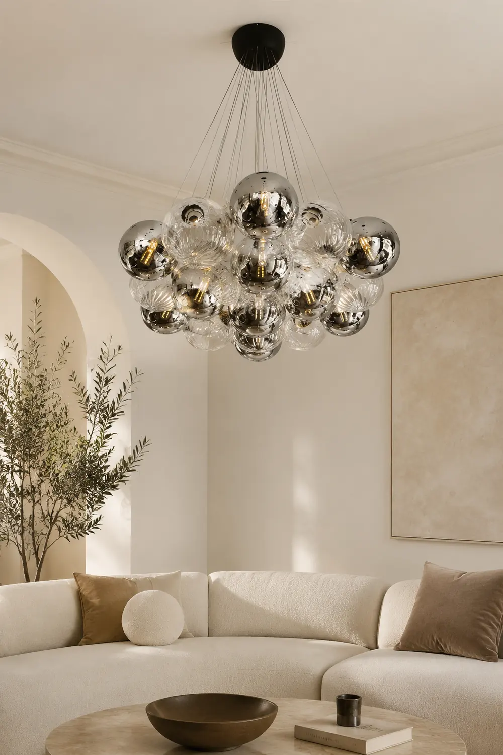 Grey Bubble Glass Ball LED Chandelier - Lumpaz