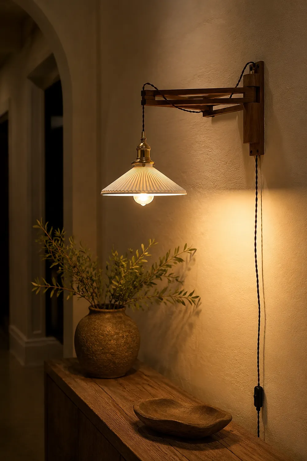 Walnut Swing Arm Wall Lamp - Lumpaz