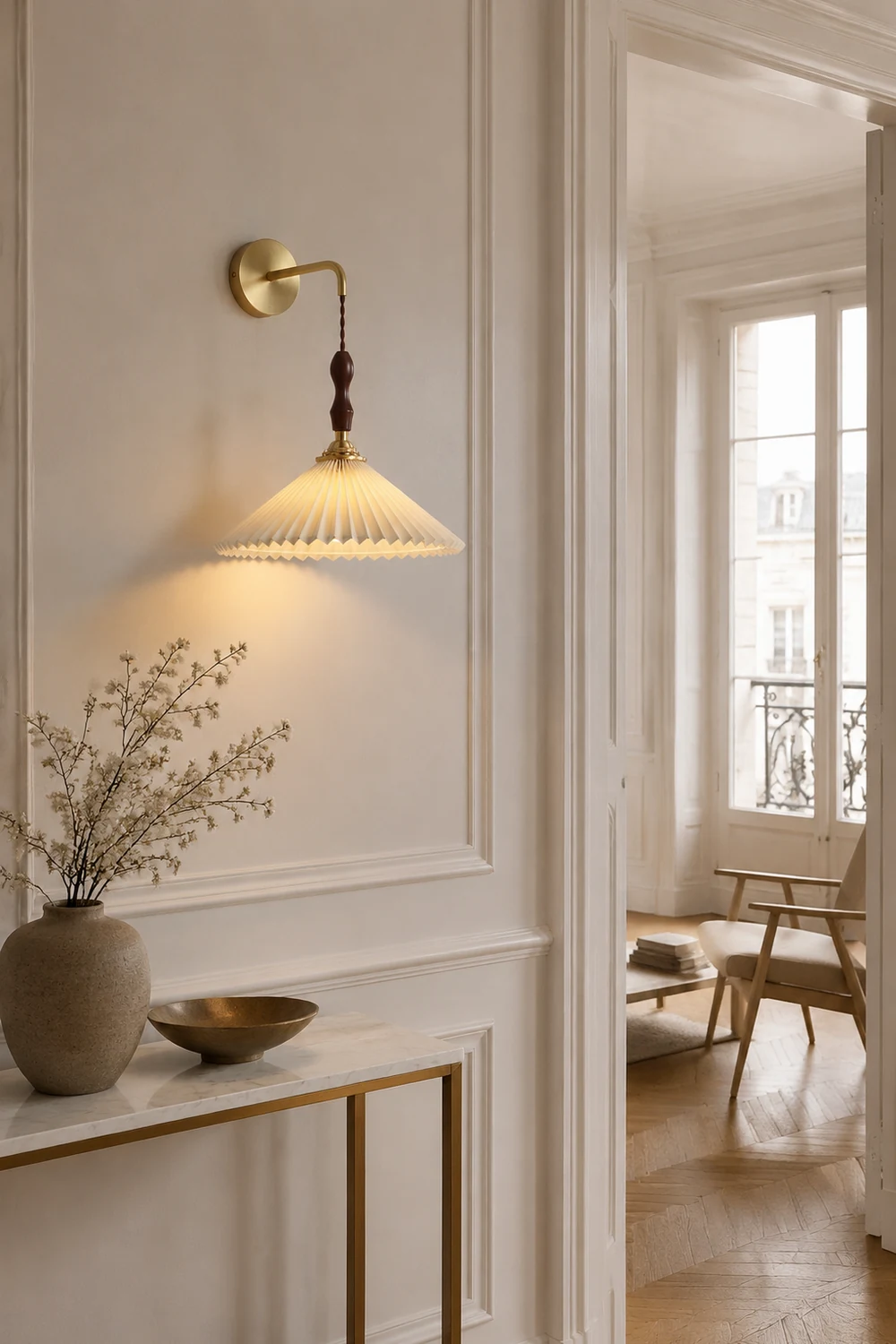 Pleated Wooden Wall Lamp - Lumpaz