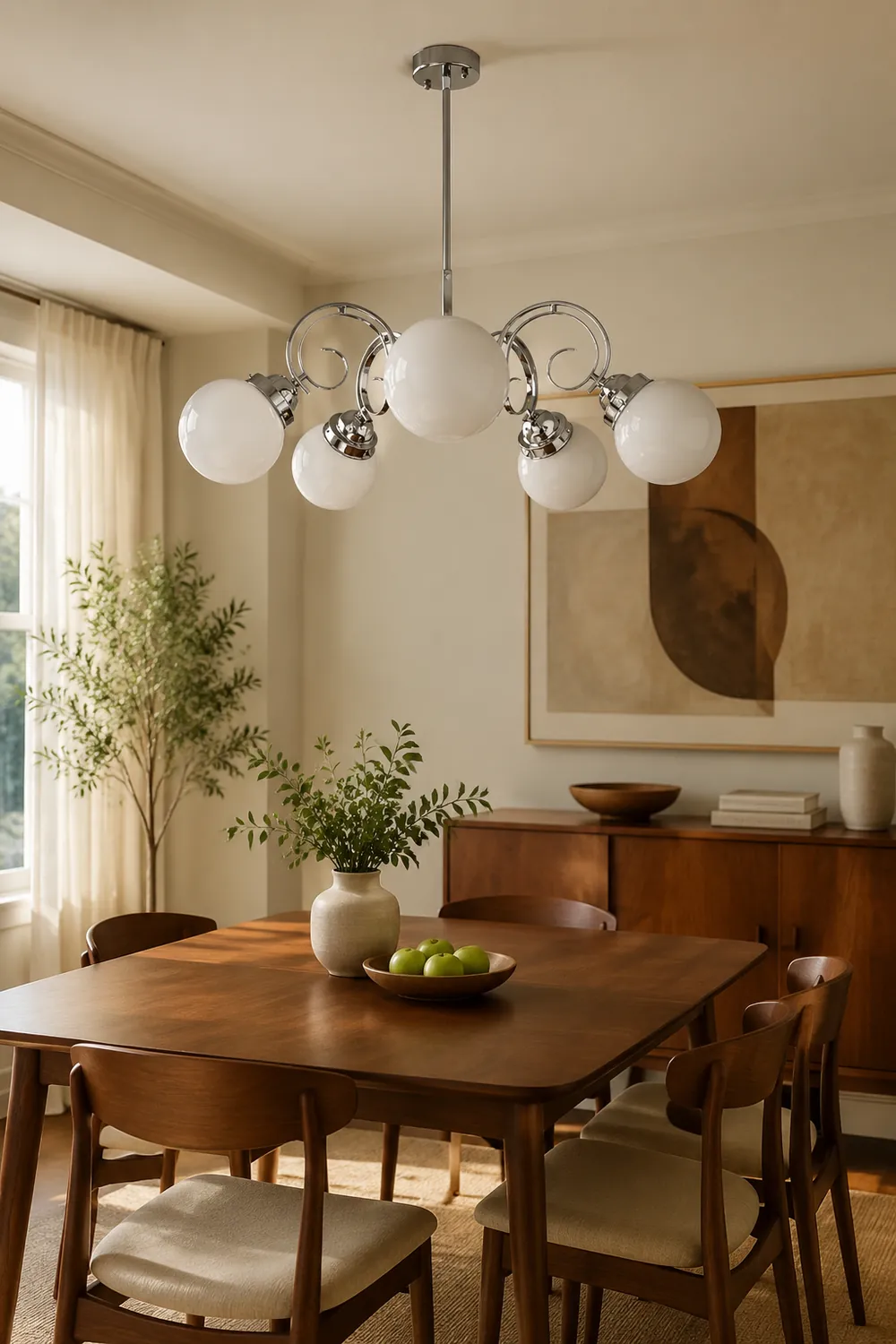 Vintage Kotter Cream Glass Chandelier - Lumpaz