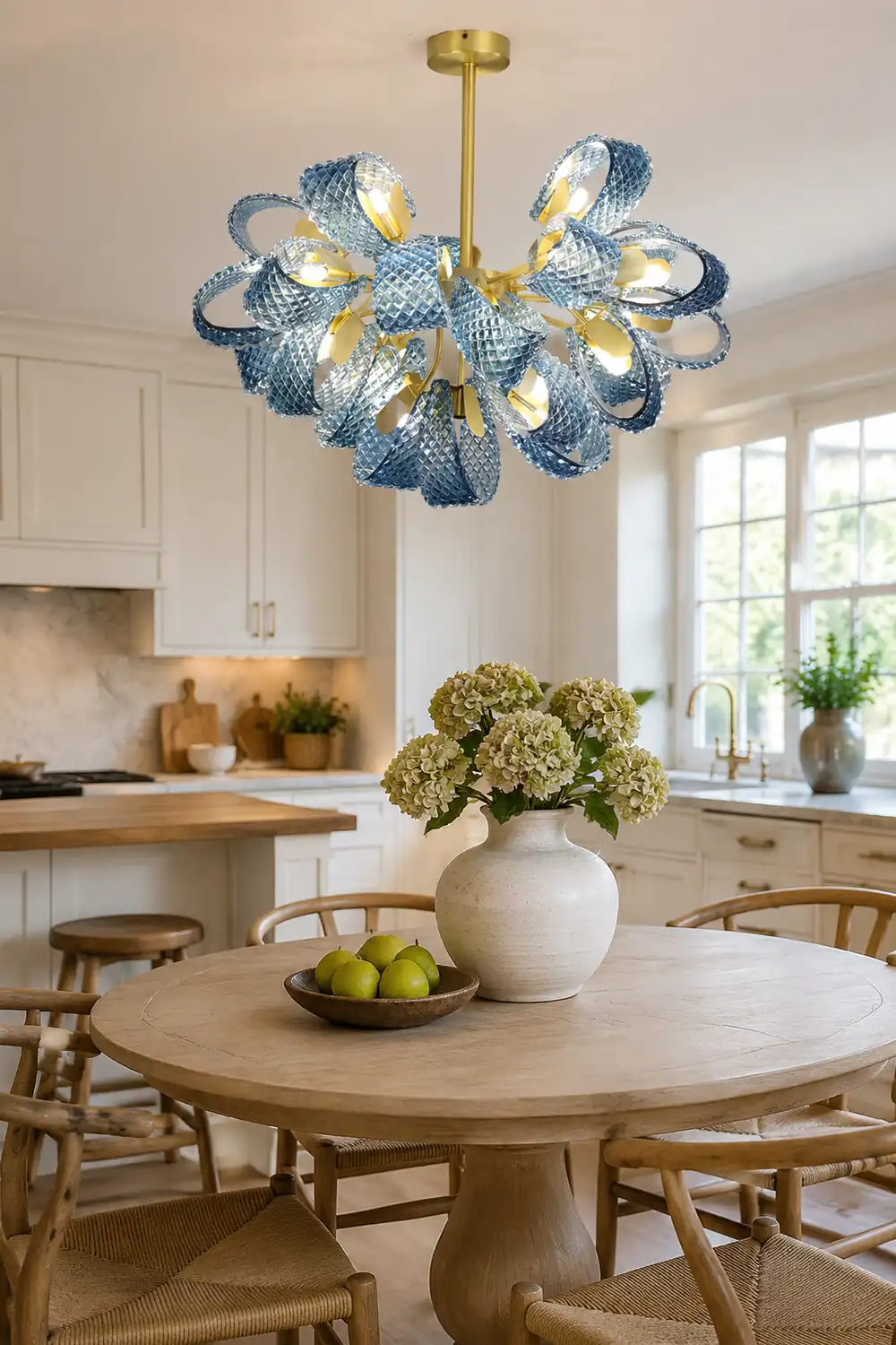 Luxury Style Gorgeous Blue Chandelier Modern Copper Glass Chandelier - Lumpaz
