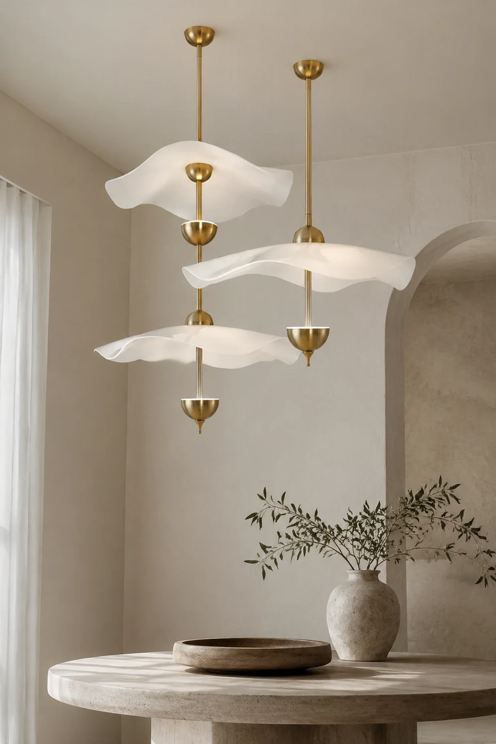 Art Deco Gold Metal Lotus Led Light Fixtures Chandeliers - Lumpaz