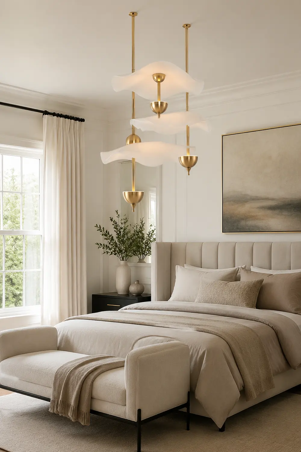 Art Deco Gold Metal Lotus Led Light Fixtures Chandeliers - Lumpaz