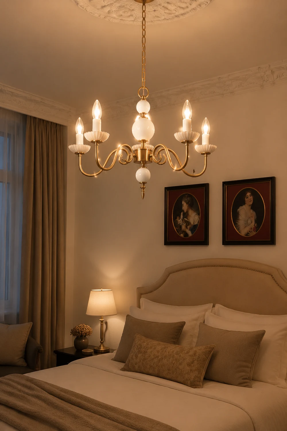 Vintage Metal Chandelier Lamp Cream Glass Chandelier - Lumpaz