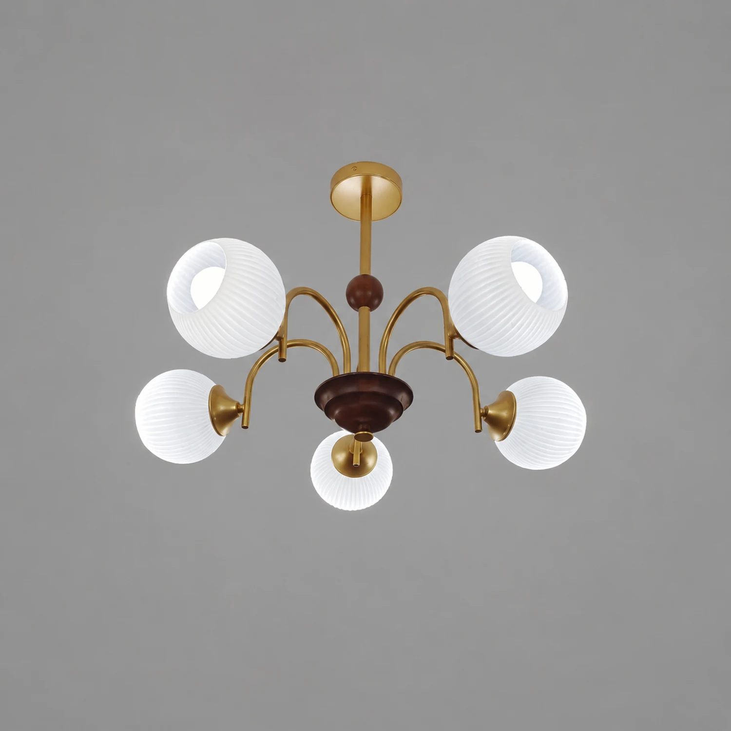 Contemporary Cream Ribbed Glass Chandelier - Lumpaz