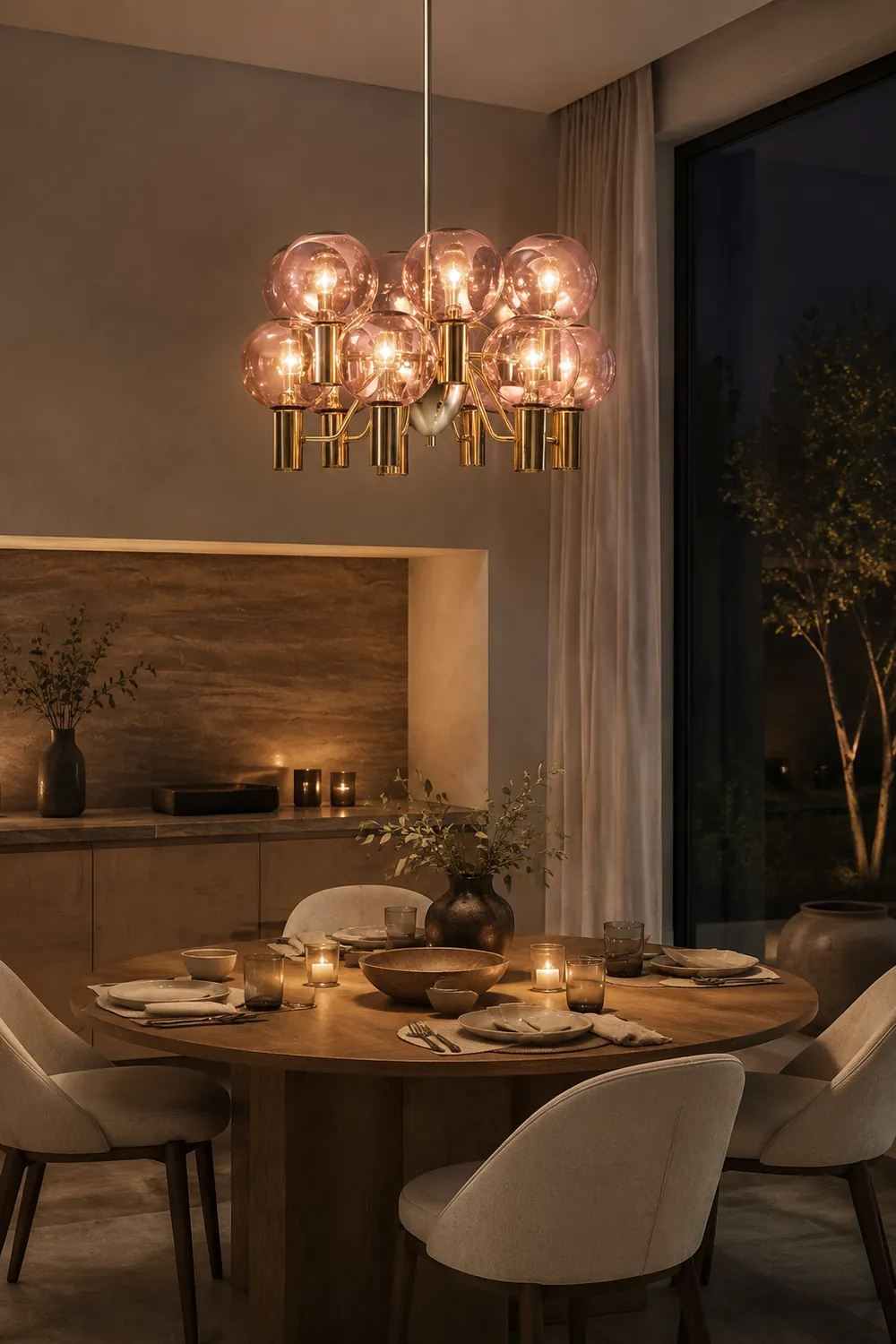 Contemporary Pink Glass 12-Bulb Decorative Chandelier - Lumpaz