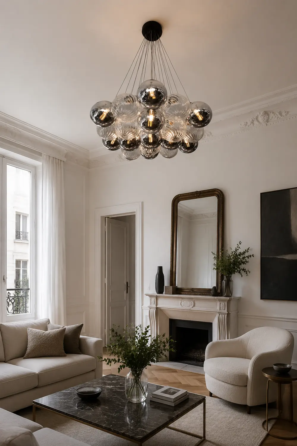 Grey Bubble Glass Ball LED Chandelier - Lumpaz
