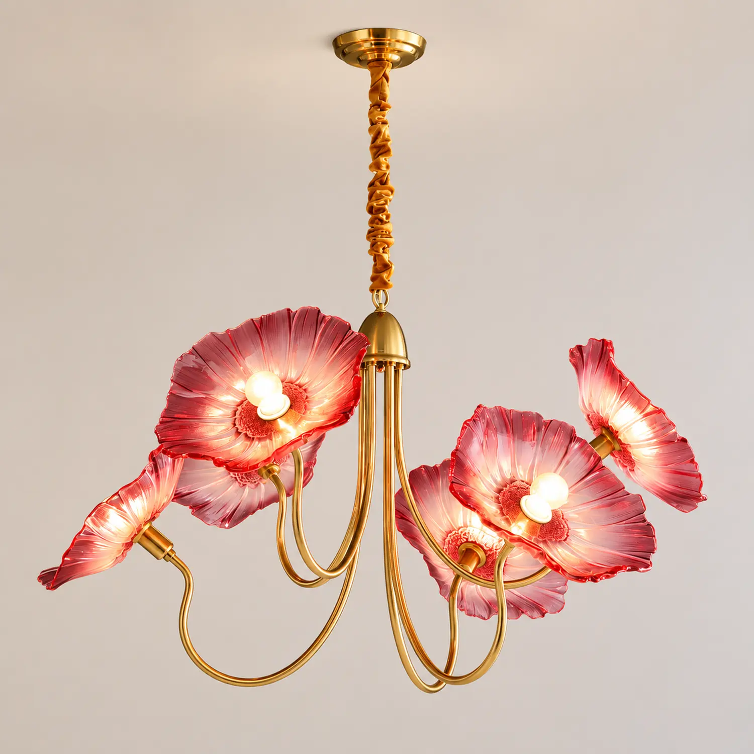 Modern Lotus Leaf Glass Living Room Chandelier - Lumpaz