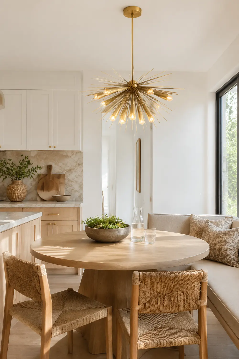 Mid-Century Modernist Brass Chandelier For Living Room - Lumpaz