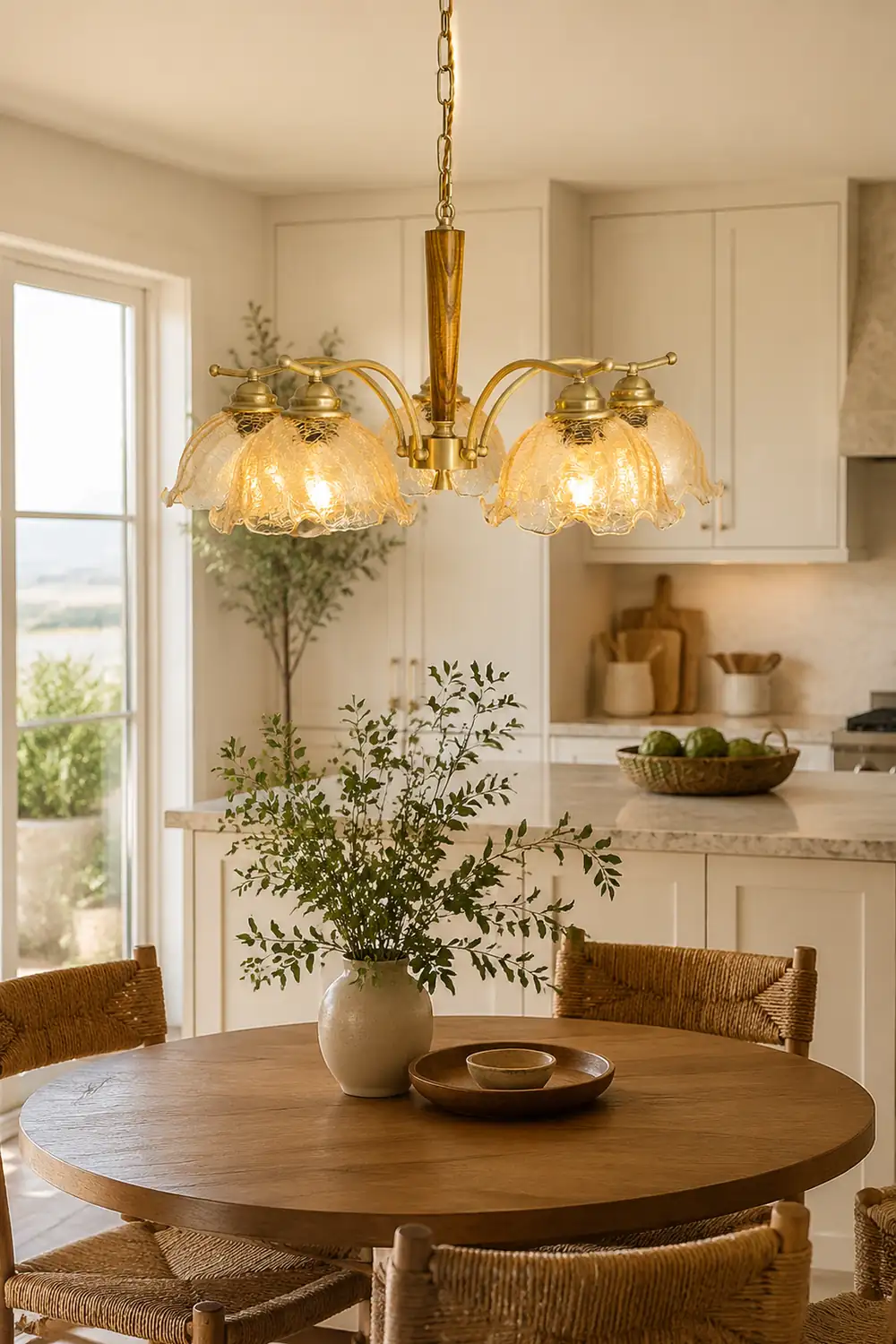 Mid Century Petals All Copper Log Glass Chandelier - Lumpaz