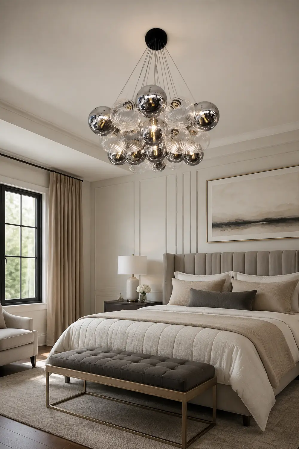 Grey Bubble Glass Ball LED Chandelier - Lumpaz