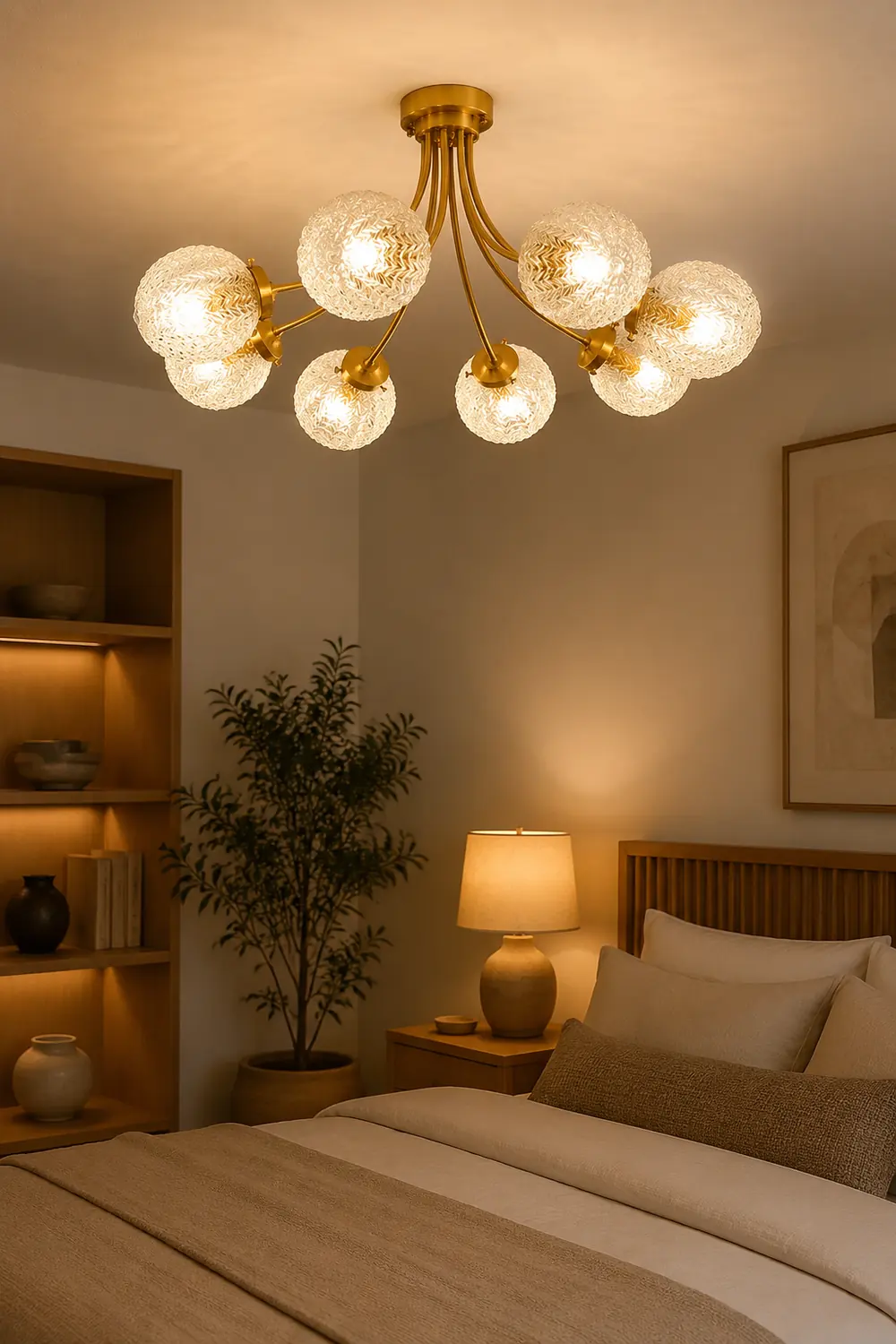 Mid Century Circle Metal Chandelier For Living Room - Lumpaz