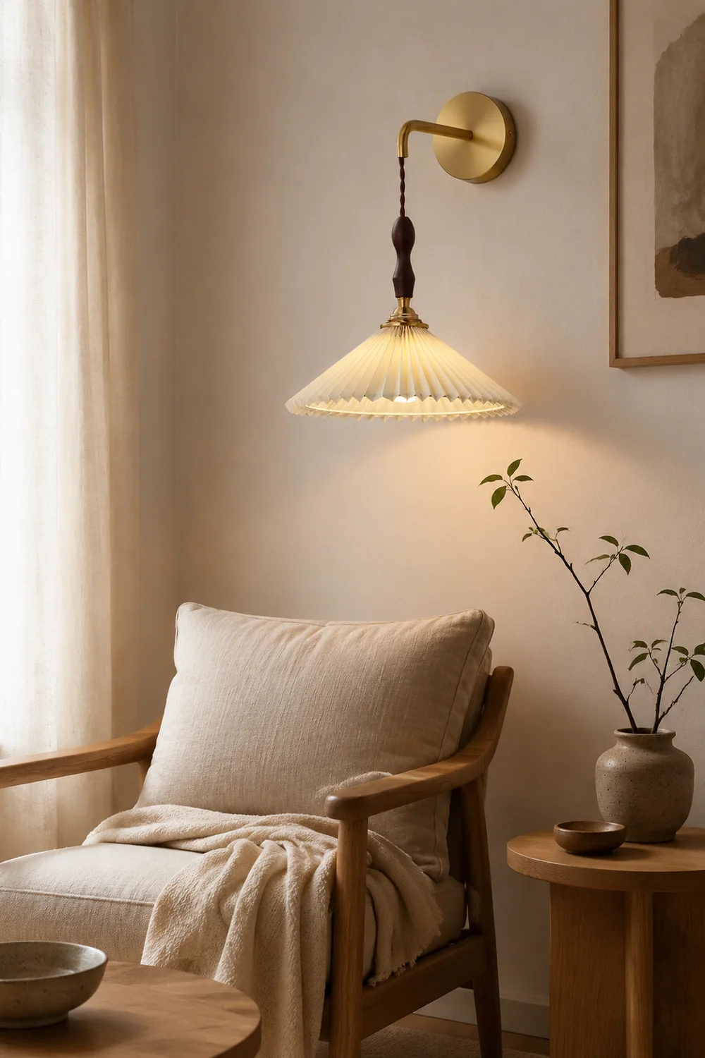 Pleated Wooden Wall Lamp - Lumpaz