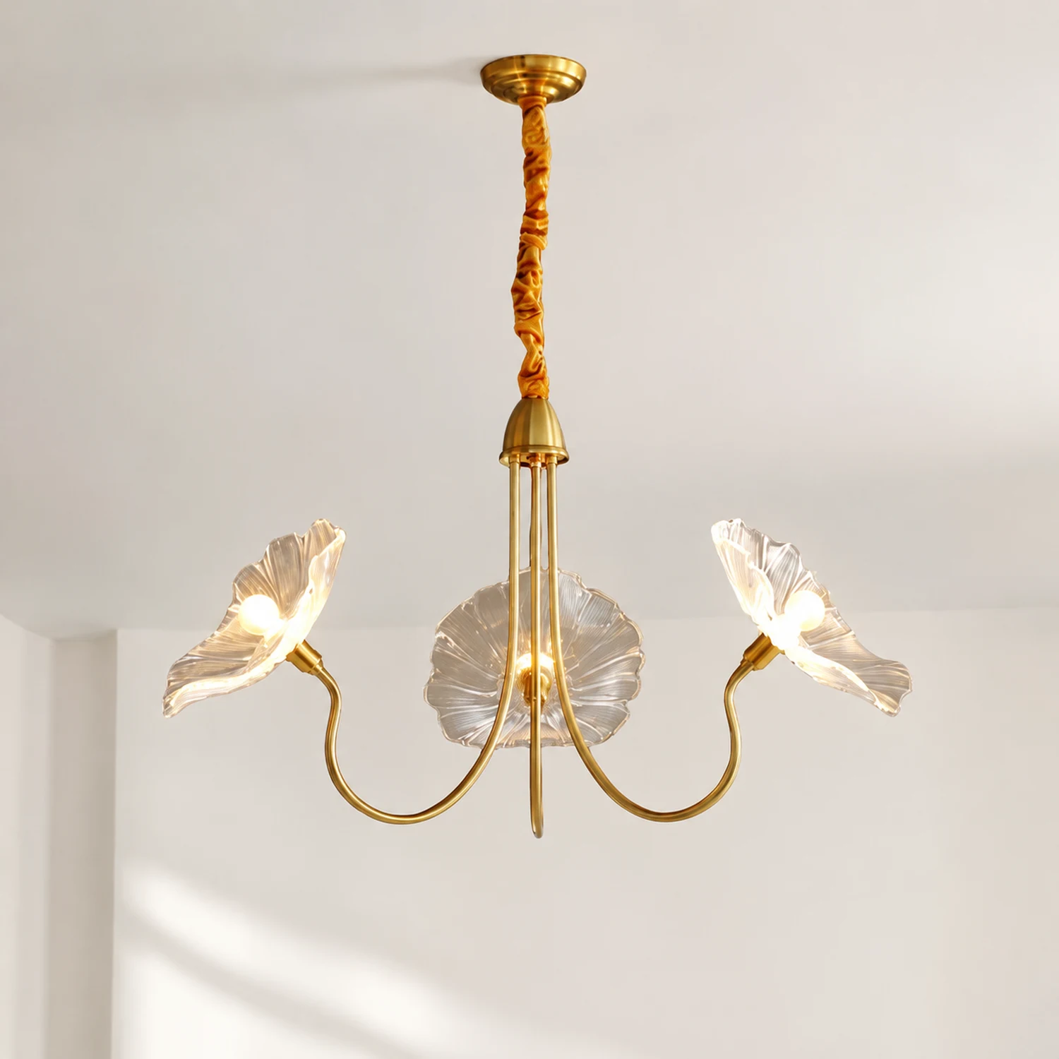Modern Lotus Leaf Glass Living Room Chandelier - Lumpaz