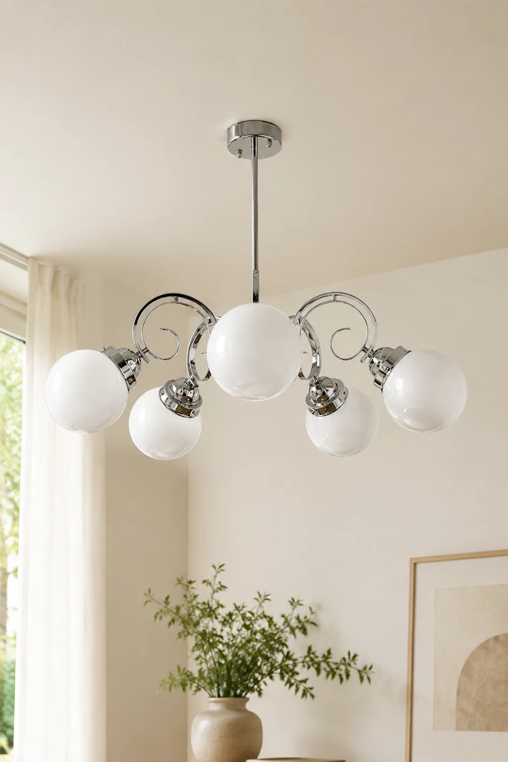 Vintage Kotter Cream Glass Chandelier - Lumpaz