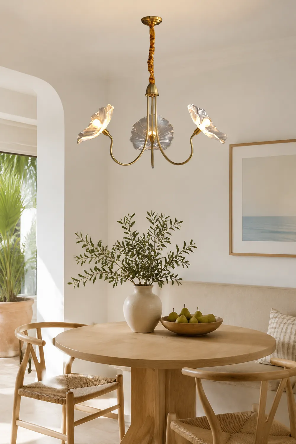 Modern Lotus Leaf Glass Living Room Chandelier - Lumpaz