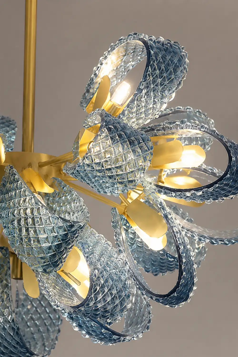 Luxury Style Gorgeous Blue Chandelier Modern Copper Glass Chandelier - Lumpaz