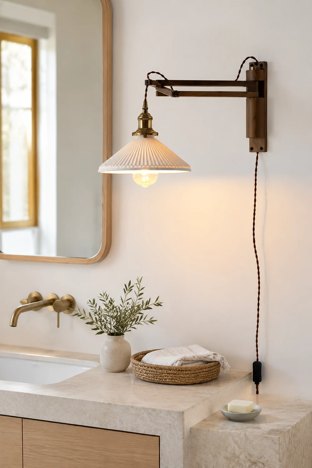 Walnut Swing Arm Wall Lamp - Lumpaz