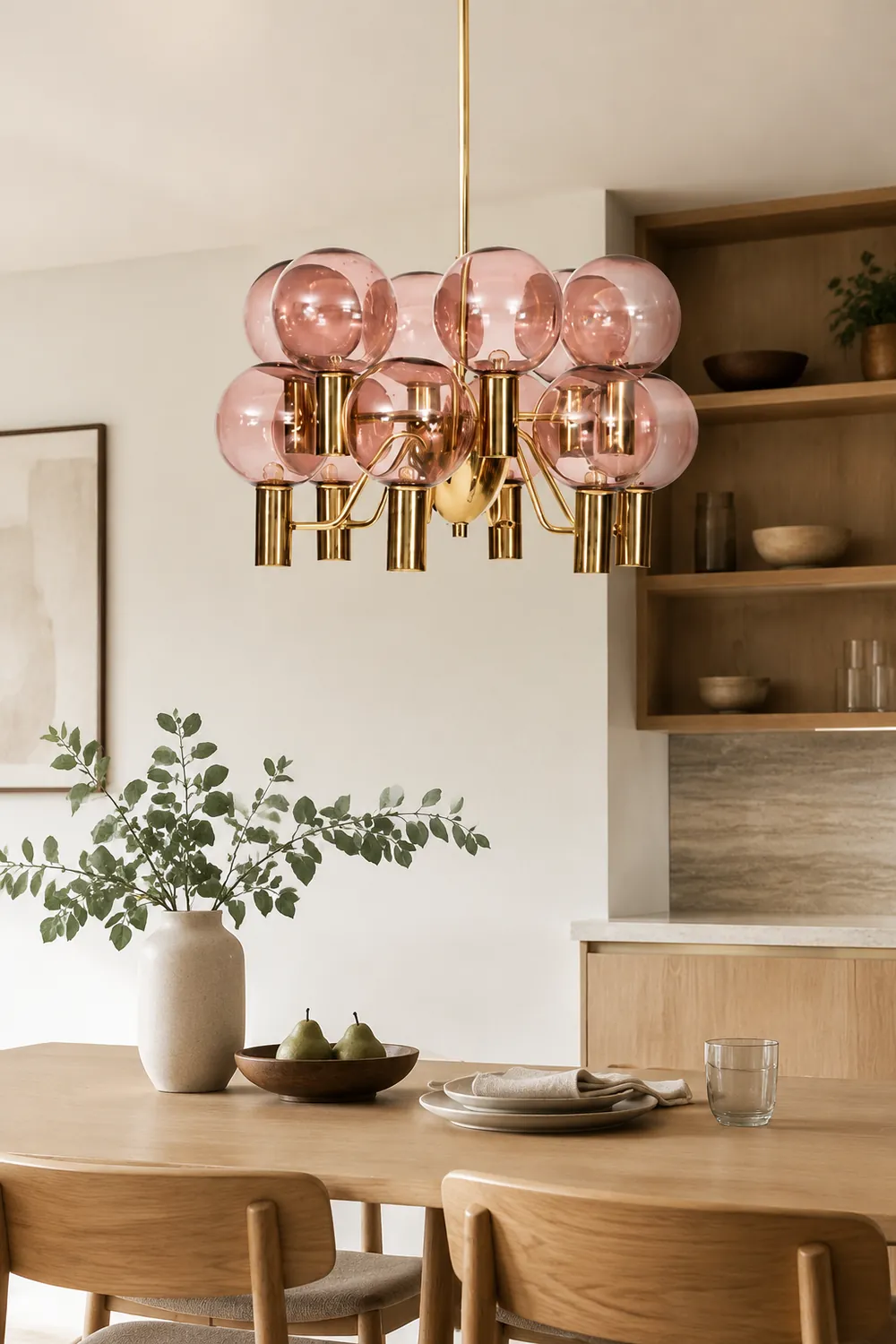 Contemporary Pink Glass 12-Bulb Decorative Chandelier - Lumpaz