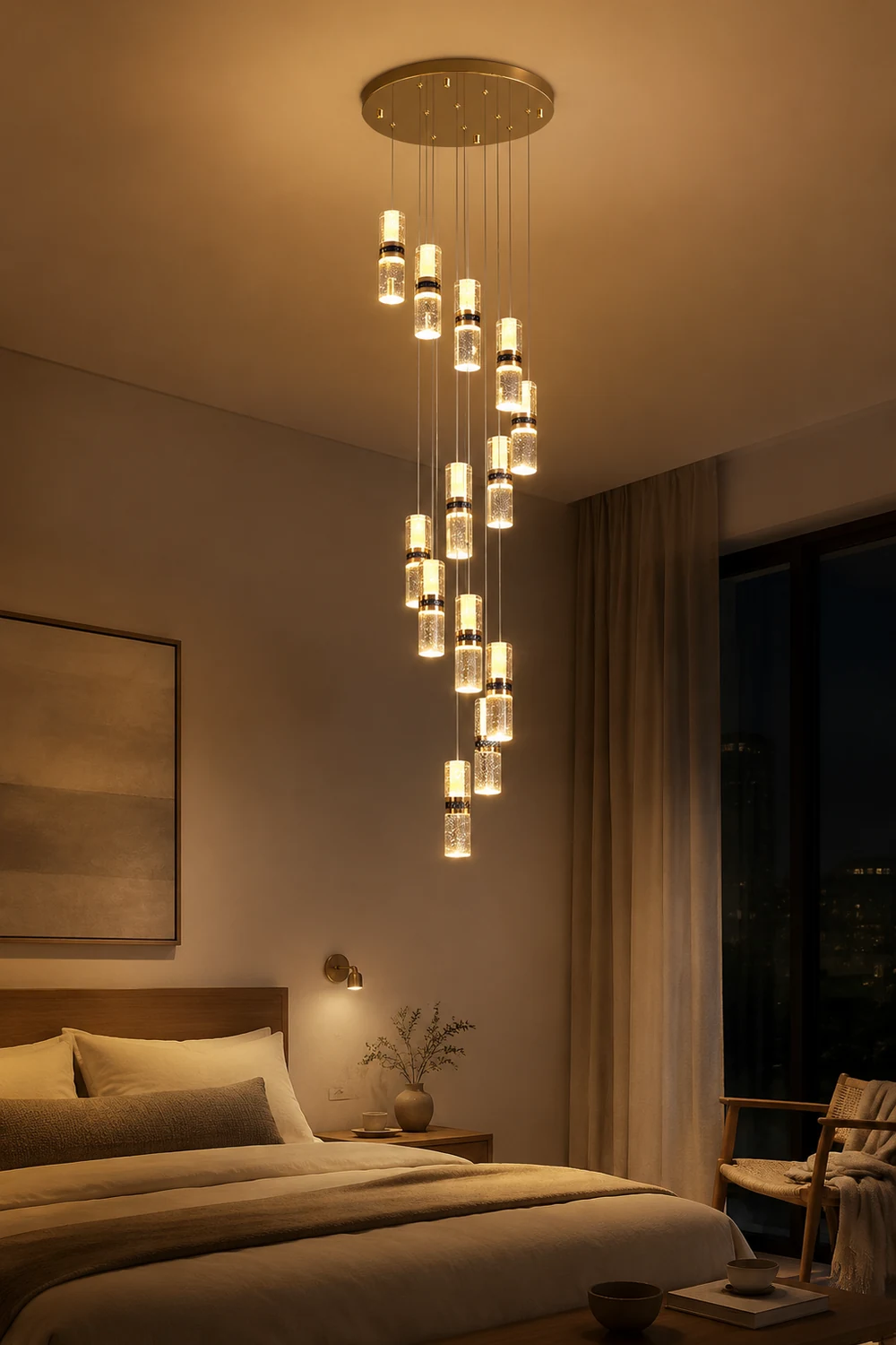 Luxury Crystal Staircase Long Chandelier - Lumpaz