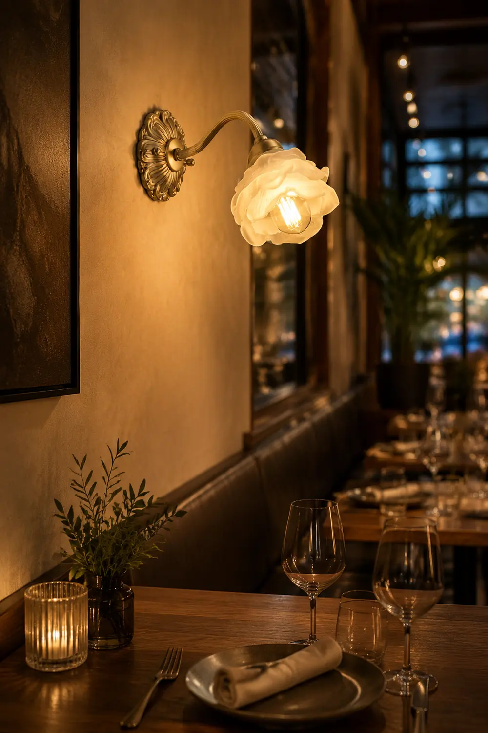 Brass Rose Wall Light - Lumpaz