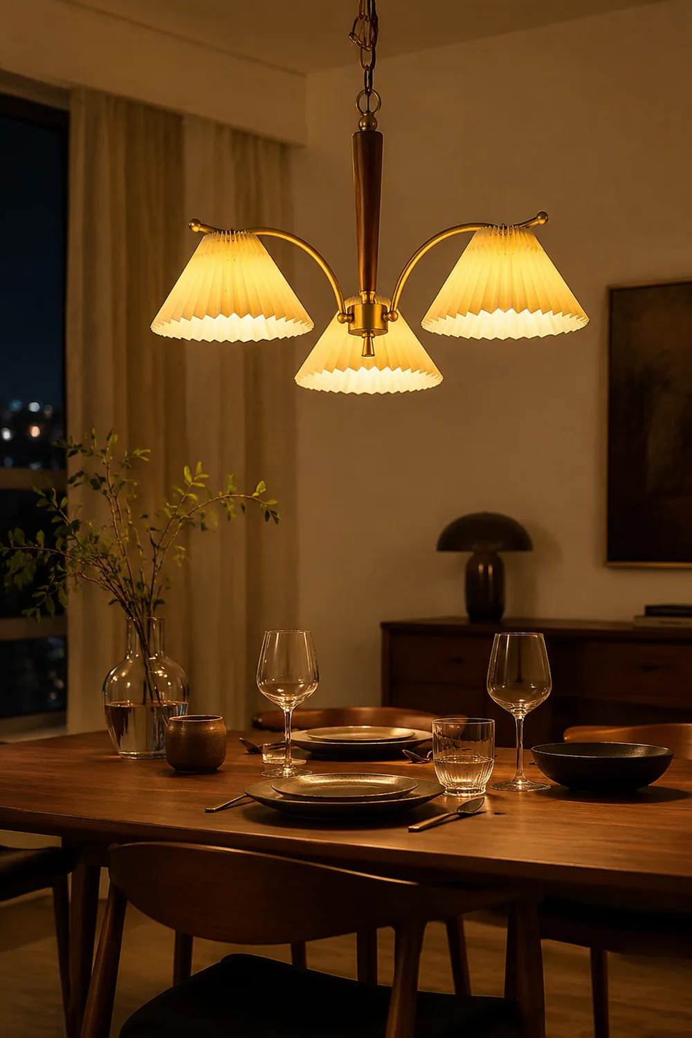 Decoration Pleated Lampshade Dining Room Chandelier Light - Lumpaz