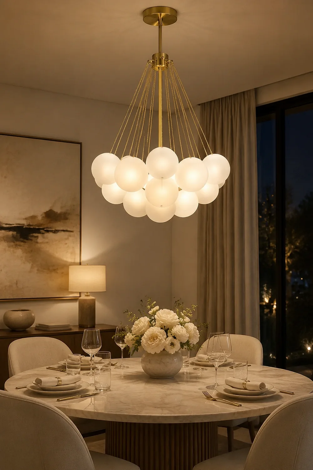 Bubble Chandelier Nordic Frosted Glass Ball Chandelier for Dining Room - Lumpaz