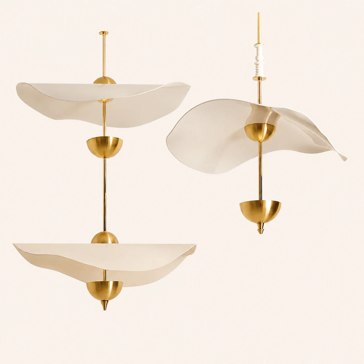 Art Deco Gold Metal Lotus Led Light Fixtures Chandeliers - Lumpaz