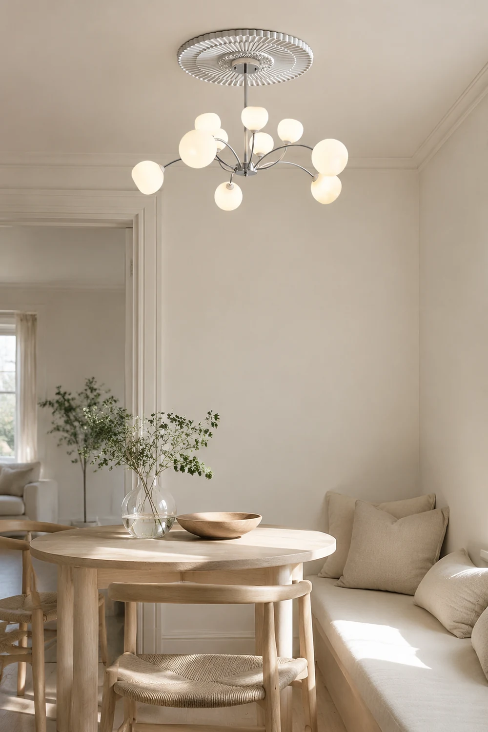 White Glass Globe Sputnik Shape Chandelier - Lumpaz