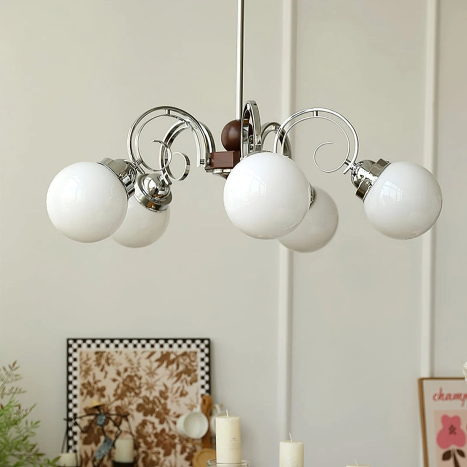 Vintage Kotter Cream Glass Chandelier - Lumpaz