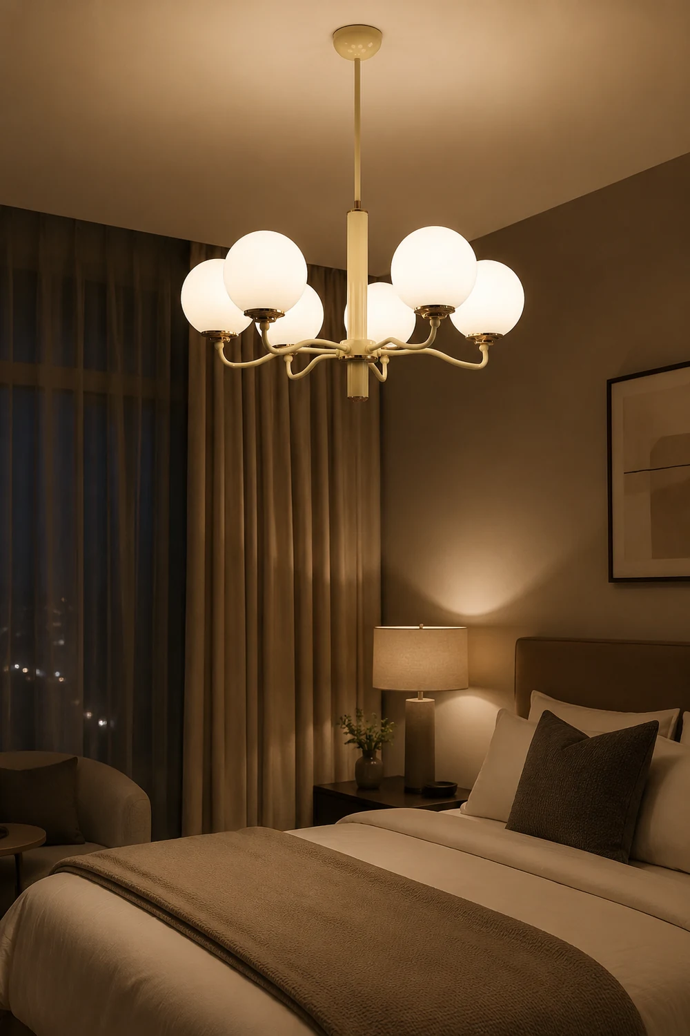 Vinatge White Bubble Globe Chandelier - Lumpaz