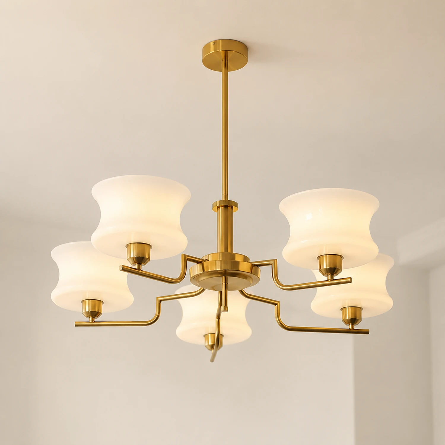 Nordic Belue Brass Glass Chandelier For Dining Room - Lumpaz