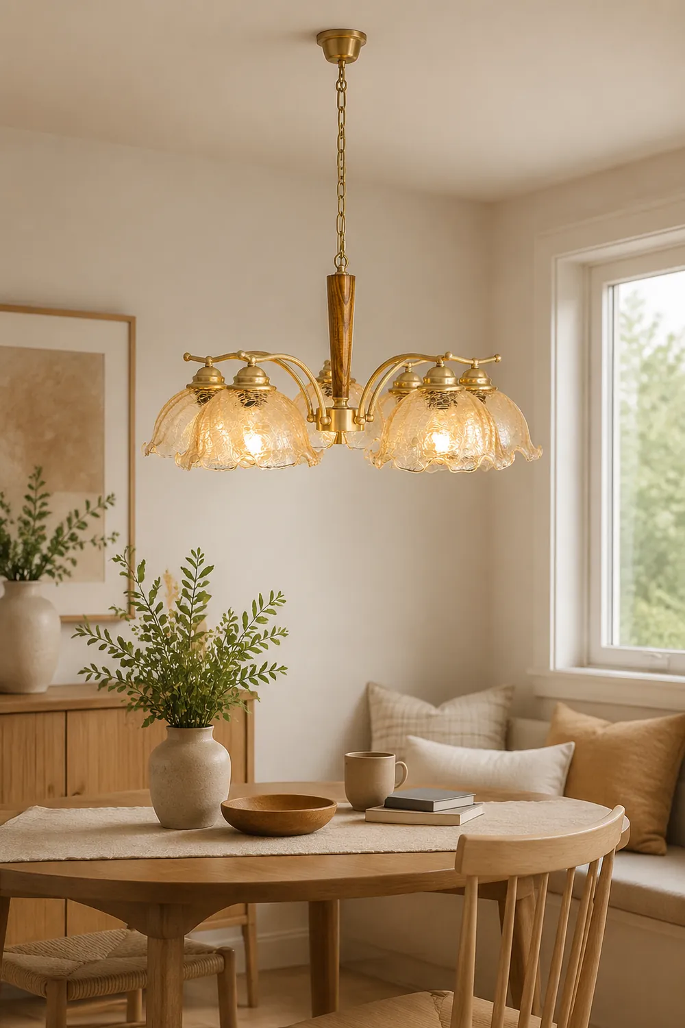 Mid Century Petals All Copper Log Glass Chandelier - Lumpaz