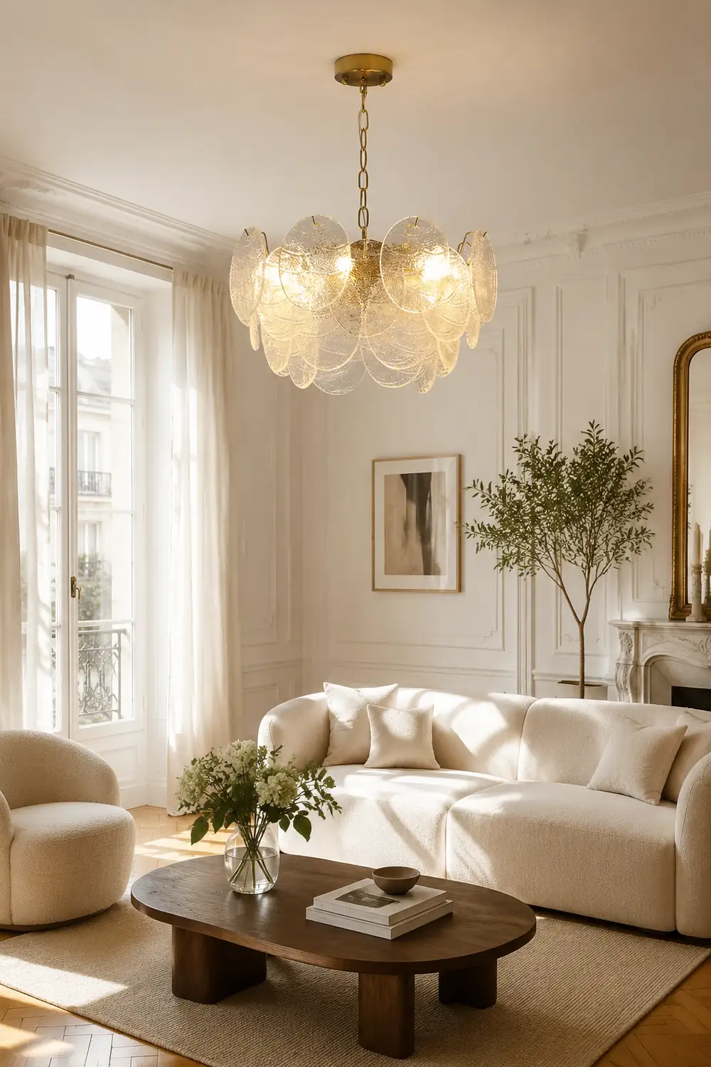 Glass Disc Pendant Light Large Ice Glass Chandelier - Lumpaz