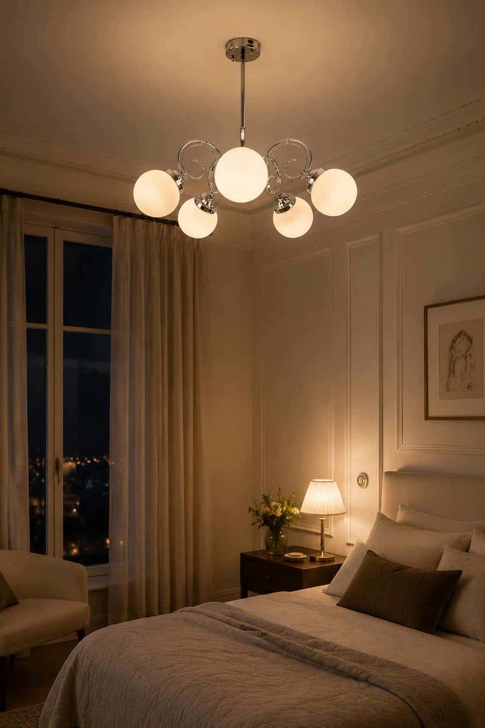 Vintage Kotter Cream Glass Chandelier - Lumpaz