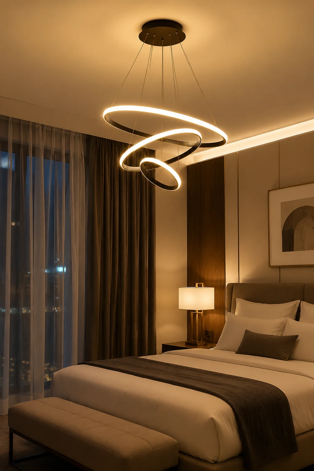 LED Ring Pendant Light Suspended Hanging Ring Chandelier - Lumpaz