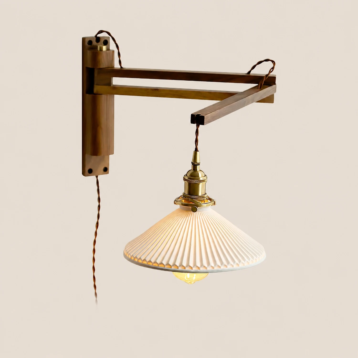 Walnut Swing Arm Wall Lamp - Lumpaz