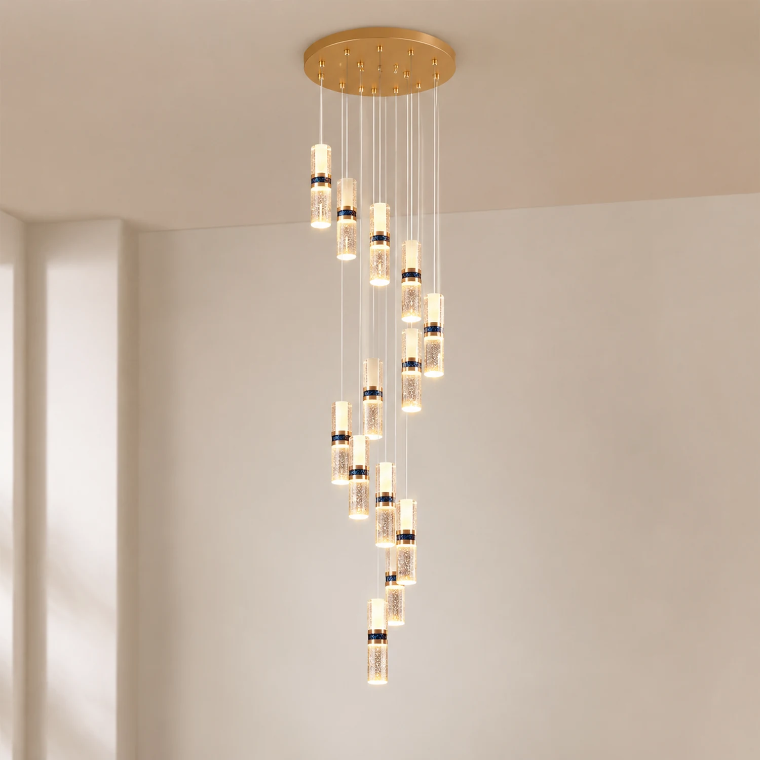 Luxury Crystal Staircase Long Chandelier - Lumpaz