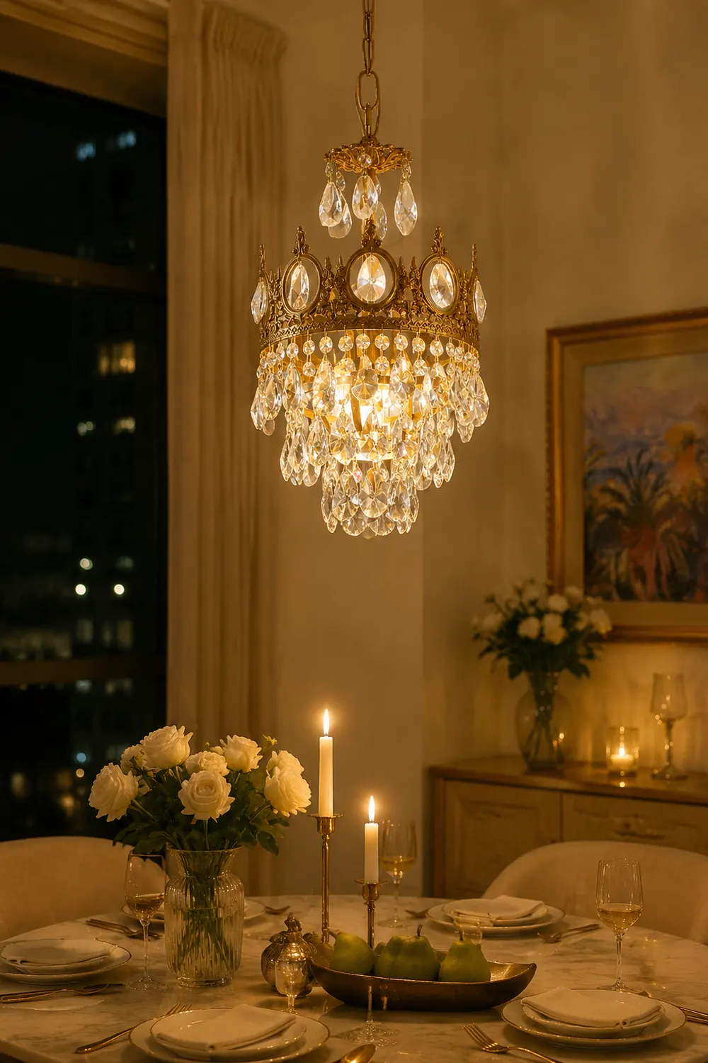 Retro French Gold Crystal Chandelier - Lumpaz