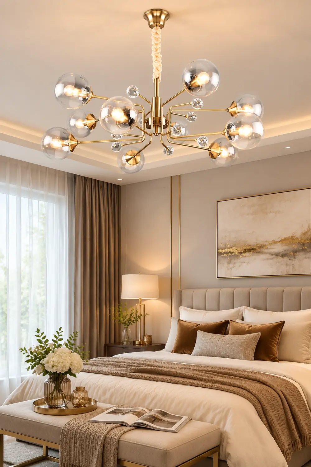 Gold Glass Modern LED chandelier - Lumpaz