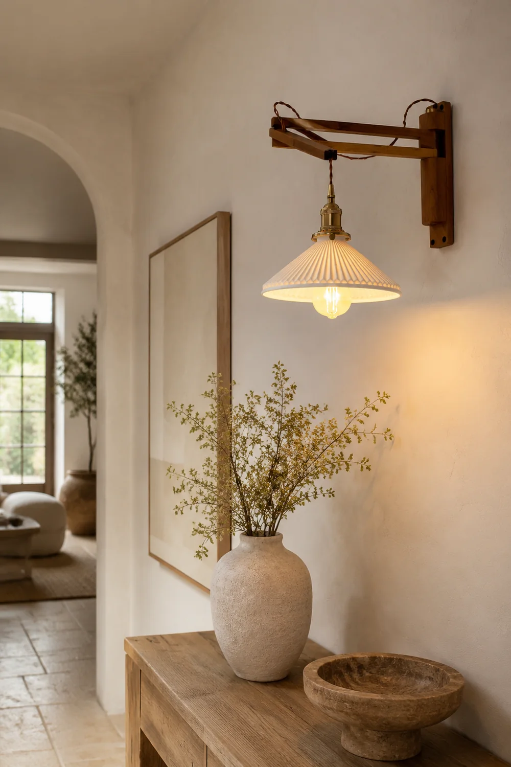 Walnut Swing Arm Wall Lamp - Lumpaz