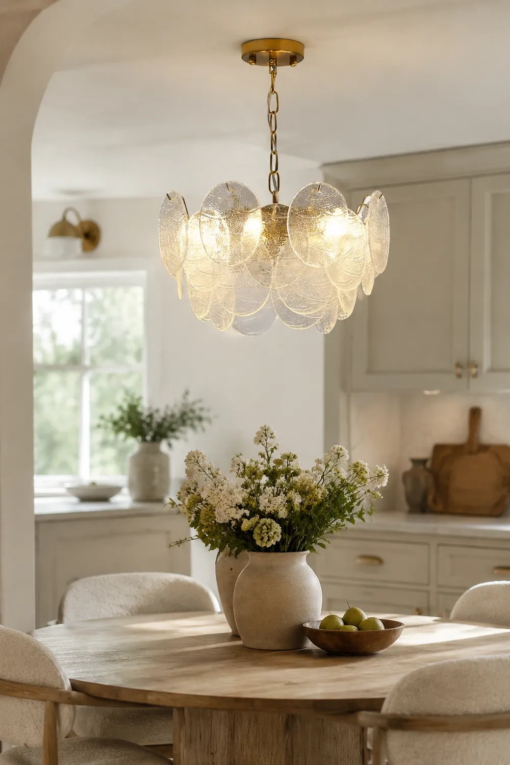 Glass Disc Pendant Light Large Ice Glass Chandelier - Lumpaz