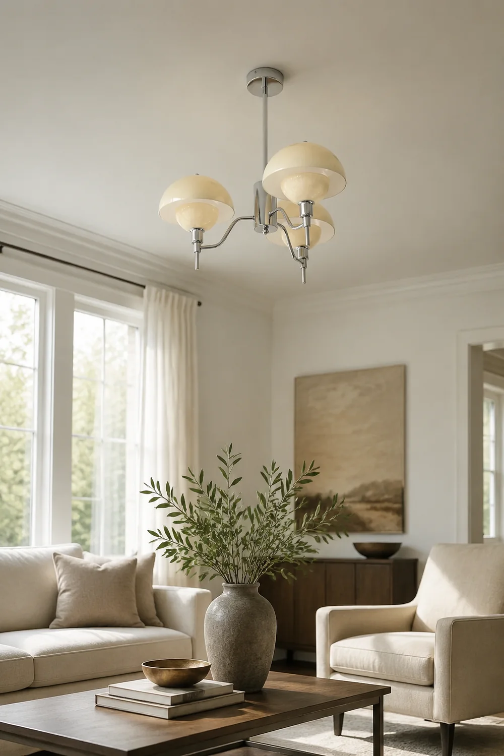 French White Cream Mushroom Chandelier - Lumpaz
