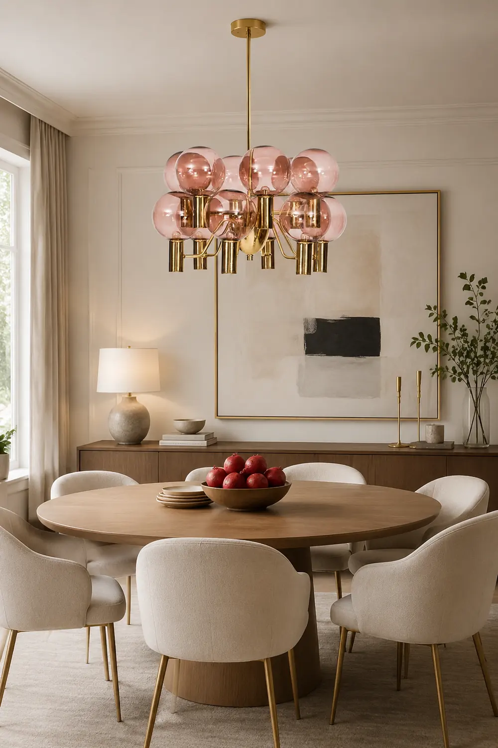 Contemporary Pink Glass 12-Bulb Decorative Chandelier - Lumpaz